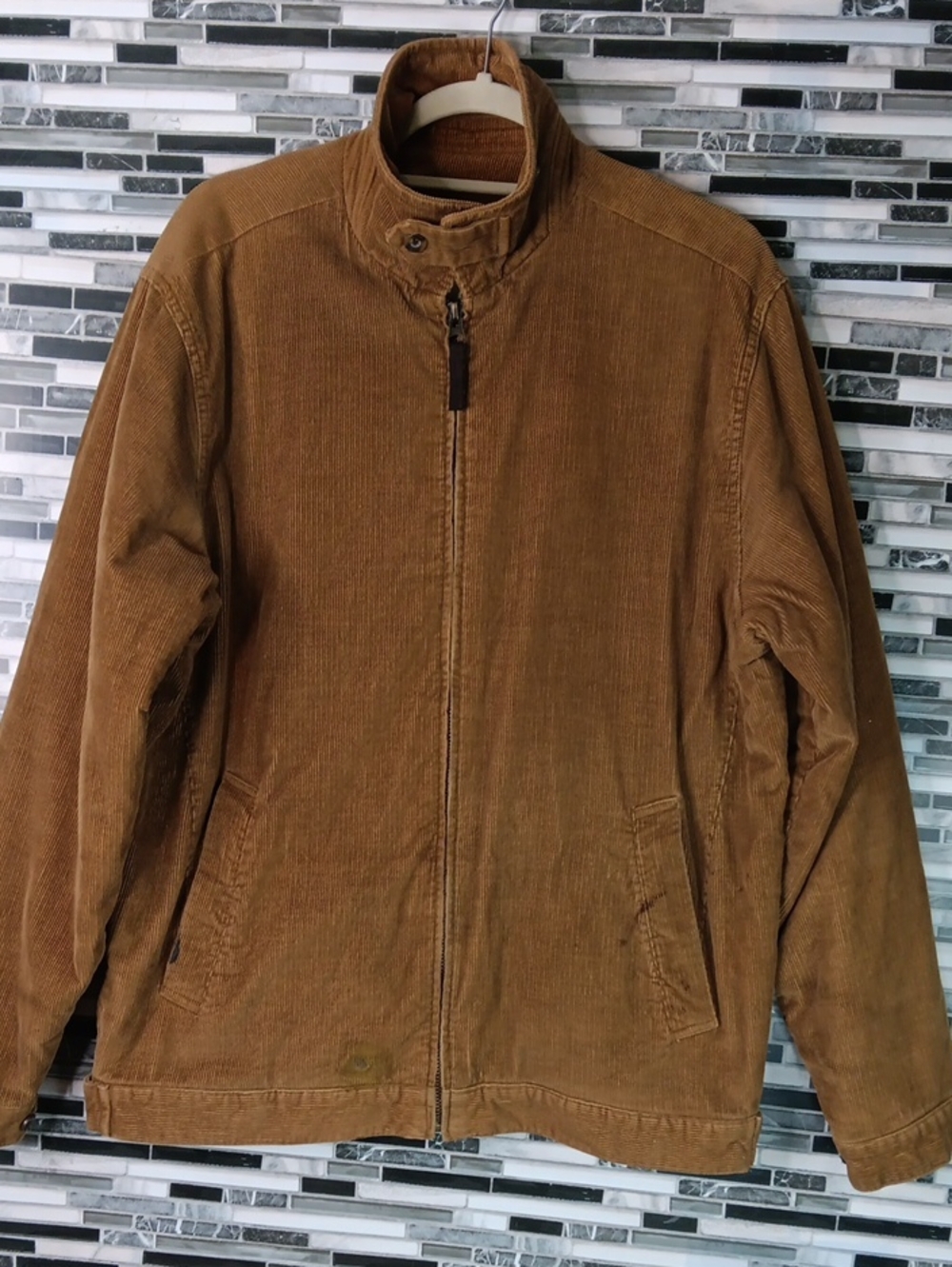 Faded Glory Brown Corduroy M Full Zip Jacket Grunge Work Wear Vintage